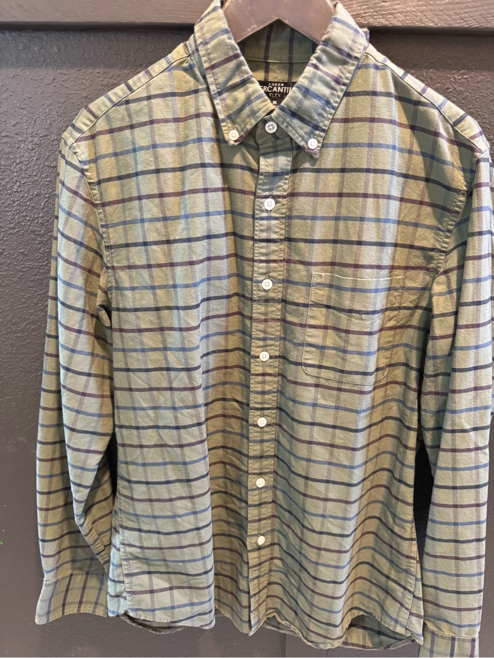 J. Crew Men's Green Plaid Button-Down Shirt